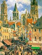 Camille Pissaro The Old Market Town at Rouen oil painting picture wholesale